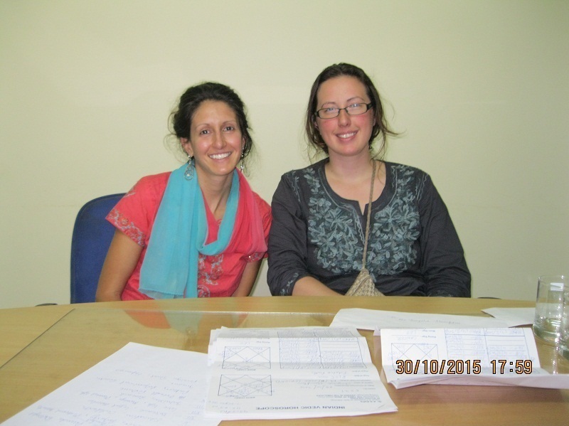 Ms. Daysha Hampton and Ms. Michelle Fletcher from Idaho Falls, USA<br> obtaining astrological consultation from                          Dr.A.S.Kalra